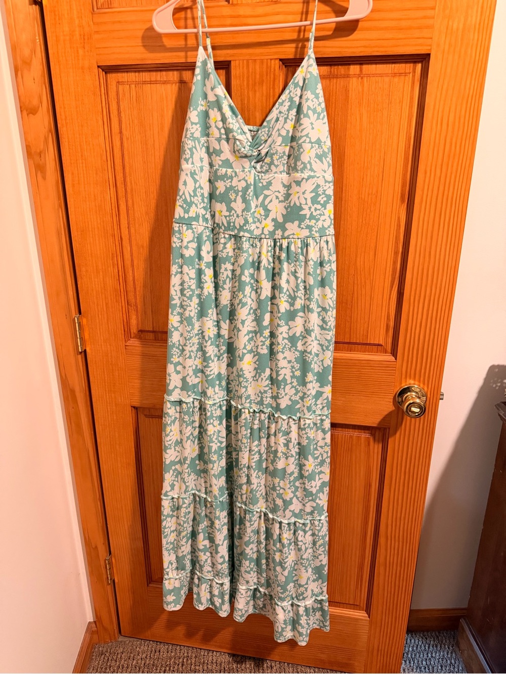 Teal Maxi Dress with White Flowers